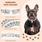 Silver Dog Collar 8 Inch - Cuban Link Small Collars for Dogs, Bling Metal Dog Collar, Diamond Cat Chain Necklace, Adjustable Pet Jewelry for Tiny Breeds - size: 8 inch