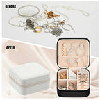 Taiyin Travel Jewelry Case, Bridesmaid Gifts Mini Jewelry Organizer, PU Leather Portable Earring Box for Women Girls - color: Black, White