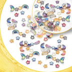 Glass Beads, KLFHS 60PCS Mixed Color Star and Moon Glass Beads for Jewelry Making, Cute Unique Bead Bulk Spacer Bead for Jewelry Bracelet Necklace Earring Craft Supplies DIY - color: Star-moon