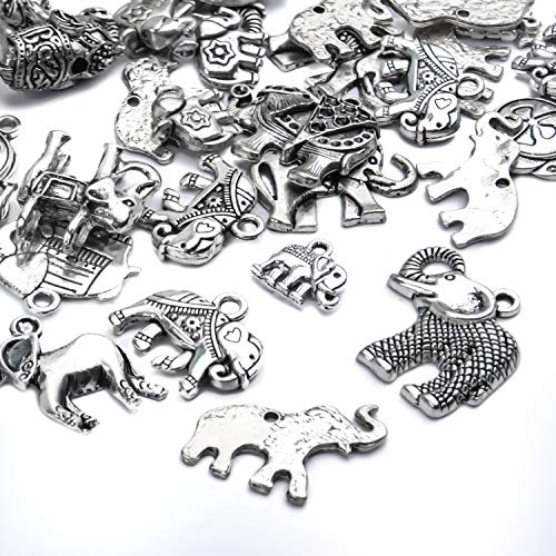 100g Antique Silver Elephant Charms Tibetan Animal Charms Pendants for Bracelets Necklace Jewelry Making - style: Silver Elephant Charms