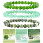 NCB 2.3-Piece 4mm Natural Crystal Gemstone Stretch Bracelets – Handmade Reiki Energy Healing Jewelry for Meditation,Yoga, Unisex - color: 3PCS ( Green Jade+Green Aventurine+Taiwan Jade ), size: 6mm
