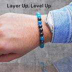 Black Obisidian Bracelets for Men 8" Inch Full Stretch Healing Crystal Bracelet, Beaded Charm Bracelet for Men Gifts Fathers Day Anniversary Birthday Gifts for Him - color: Hypersthene & Apatite Bracelets
