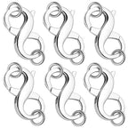 Double Opening Lobster Clasp 316 Stainless Steel Silver and Gold Pleted Necklace Bracelet Extender Clasps and Closures for DIY Jewelry - color: Silver 6Pcs, size: 16mm × 8mm