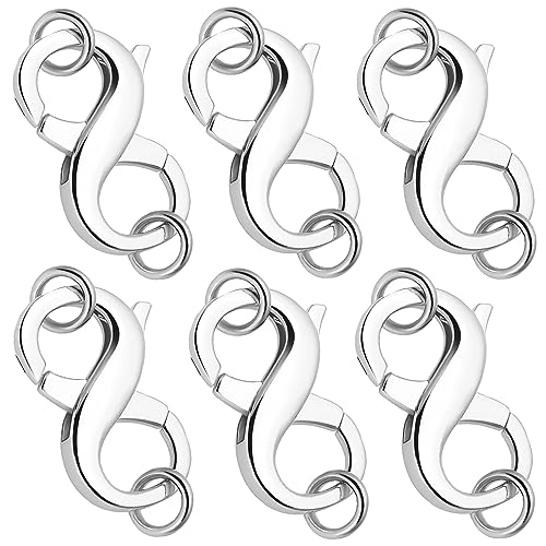 Double Opening Lobster Clasp 316 Stainless Steel Silver and Gold Pleted Necklace Bracelet Extender Clasps and Closures for DIY Jewelry - color: Silver 6Pcs, size: 16mm × 8mm