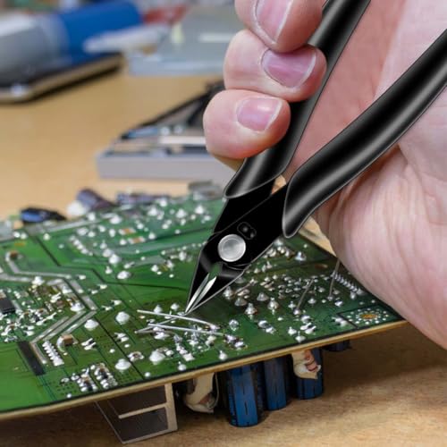 Precision Wire Cutters Flush Cut Pliers Side Cutter Diagonal Small Wire Snips for Jewelry Making Electronics Micro Ultra Sharp (Black)