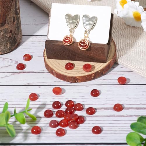Fashewelry 50Pcs Natural Carnelian Cabochon Stone Half Round Beads 8mm Flat Back Gemstone Chakra Healing Crystal Dome Cover Cabs for Jewelry Making - color: 7-Carnelian, size: 8x4mm
