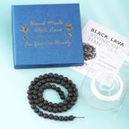 Natural Stone Beads Round Genuine Real Stone Beading Strand Loose Gemstones DIY Smooth Bead for Bracelet Necklace Earrings Jewelry Making (Black Lava, 6mm 60 Pieces) - color: Black Lava, size: 6mm 60pcs
