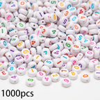 1000Pcs Acrylic Number Beads Round Number Round Beads 4x7mm Mixed Number Beads, for Jewelry Bracelets Necklaces Key Chains Making (White Colorful) - color: White Colorful