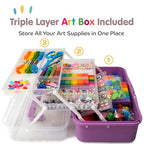 Olly Kids Arts and Crafts Supplies Set- 1000+ Pieces Giftable Craft Box for Kids: DIY Craft Supplies for Toddlers, School Project, and Homeschool - color: Purple