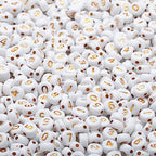 1000pcs Acrylic Number Beads 0-9 Round 4x7mm Mixed for Jewelry Making and DIY Bracelets, Necklaces, Key Chains (White/Gold) - color: White-Gold