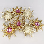 Sun Star Charms Baroque Boho Crystal Gold Plated Resin Gypsy Pendant Alloy for Jewelry Making DIY Craft Bracelet Necklace Earring - color: Sun-Pink-28Pcs