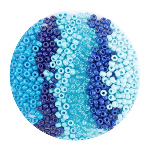 QPIXVB Blue Beads,1100PCS Pony Beads,Small Cute Circle Bead for Crafts Bracelets,Bulk Plastic Pony Bead for Jewelry Making,Necklace Keychain Charms Making Supplies - color: blues beads