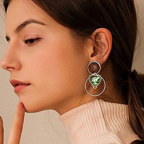 BronaGrand Crystal Birthstone Pendants, 20pcs Mixed Colors Heart Crystal Birthstone Charms Glass Gemstone Pendants Flat Round Glass Links Charms with Double Loop Bail Connectors for Jewelry Making