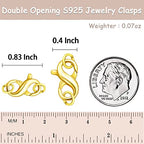 Dailyacc S925 Double Opening Lobster Clasp Sterling Silver and Gold Necklace Bracelet Extender Clasps and Closures for DIY Jewelry - color: Gold 3Pcs, size: 21mm × 11mm