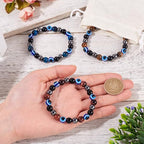 Elecrelive Glass Round Beaded Bracelet Set Clay Beaded Bracelets Stretch Bracelets - color: Blue, Black