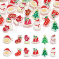 Beadthoven 24pcs Christmas Acrylic Beads, Red Green Crystal Focal Beads for Pens Keychain Making, Santa Claus Christmas Tree Gloves Stockings Snowman Loose Spacers for DIY Bracelets Jewelry Making - color: Christmas Patterns