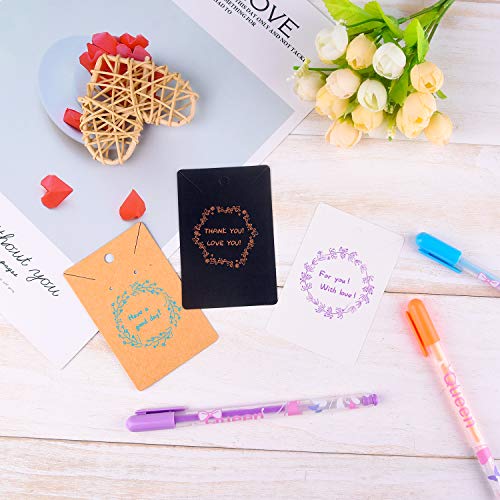 MIAHART 150 Set Earring Cards, Earring Display Cards with Self-Sealing Bags for Stud Earrings Dangle Earring Holder Card for Selling (White, Black, Kraft) - color: Multicolor