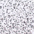 Song Xi 1200pcs White Round Acrylic Alphabet Beads - Black Letter Beads 4x7mm for Bracelets and Jewelry Making Key Chains - color: 1200pcs white black letter