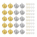 Stainless Steel Jewelry Making Charms Pendants Bulk Round Rose Charm for Bracelet Necklace DIY - color: Rose Gold Silver
