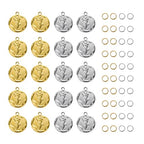 Stainless Steel Jewelry Making Charms Pendants Bulk Round Rose Charm for Bracelet Necklace DIY - color: Rose Gold Silver
