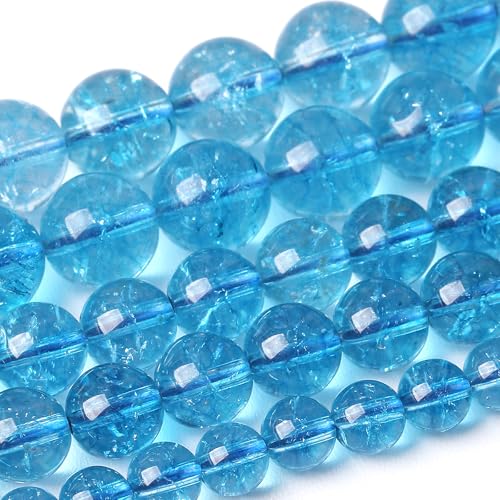 12MM Blue Crystal Quartz Beads Natural Gemstone Round Loose Stone Beads for Jewelry and Bracelets Making 32pcs 15" - color: Blue Crystal, size: 12mm