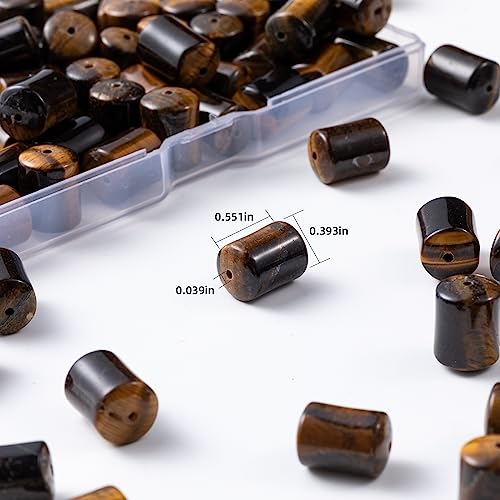 Natural Yellow Tiger Eye Cylinder Tube Beads 10x14mm 38cm/str Loose Semi Gemstone Stone Beads for Making Bracelets Necklace - color: Yellow Tiger Eye