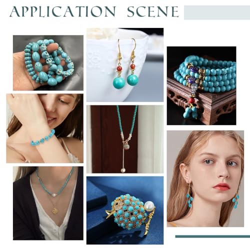 arricraft About 250 Pcs 6 Styles Turquoise Beads, Oval Round Disc Rondelle Chip Teardrop Heishi Bead Irregular Loose Stone Beads for Christmas Bracelet Necklace Jewelry Making (Hole: 1mm) - size: 6 Sizes