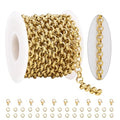 KYUNHOO 9.8FT/3M Gold Chain for Jewelry Making Textured Circle Links on Spool Stainless Steel Jewelry Chains Bulk for Necklace Bracelet DIY with Lobster Clasps Jump Rings - color: Circle Gold