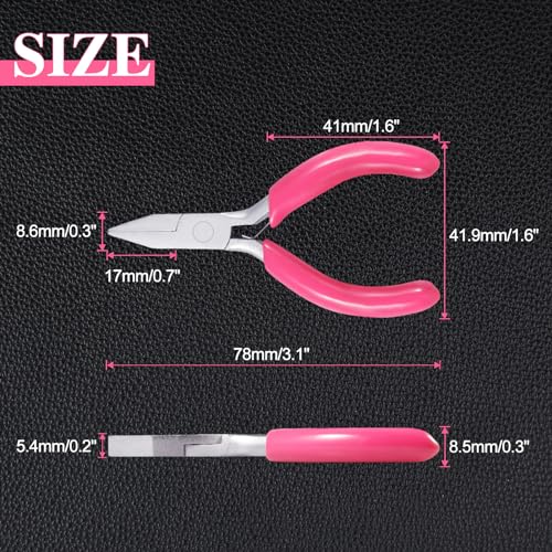 SPEEDWOX Mini Pink Nose Pliers, 3 Inch Duckbill Pliers for Jewelry Making, DIY Craft & Hobby Supplies - style: 3" Flat Nose Pliers