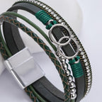 FANCY SHINY Mothers Day Gifts Boho Leather Wrap Bracelet Stackable Infinity Chunky Cuff Bracelets Western Hippie Outfits Jewelry Valentine Gifts for Women - color: Olive Green