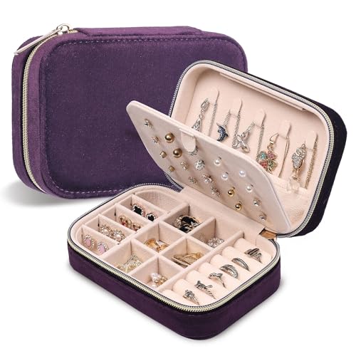 Dajasan Mini Travel Jewelry Case, Small Portable Travel Jewelry Organizer Box, Velvet Jewelry Gift Box for Women Girls (Modena) - color: Modena, size: Medium