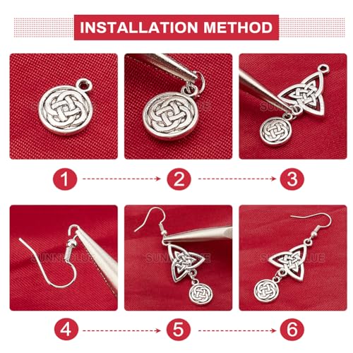 SUNNYCLUE 1 Box DIY Make 10 Pairs Knot Earring Making Kit Including Trinity Knot Charms Tibetan Style Heart Infinity Pendants Earring Findings for Women Beginners DIY Earring Jewellery Making - color: Celtic Knot Earrings 4