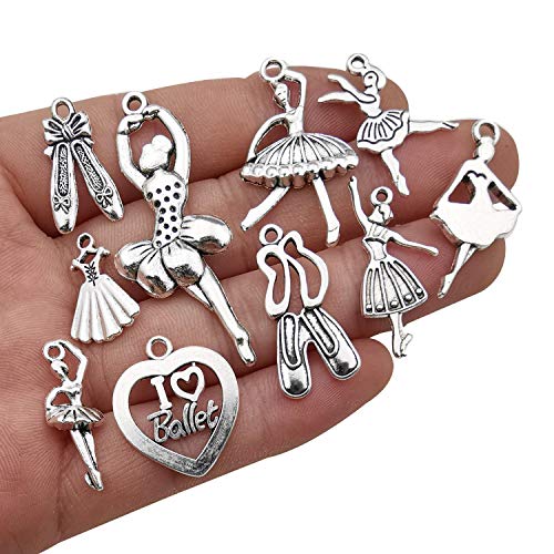 100g(60pcs) Craft Supplies Antique Silver Ballerina Ballet Dancer Charms for Jewelry Making Crafting Findings Accessory for DIY Necklace Bracelet M290 - color: M290