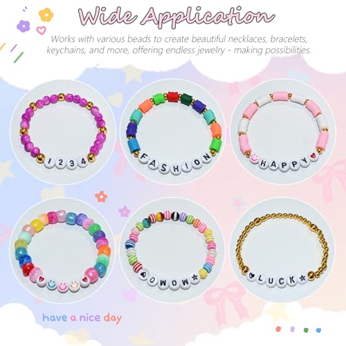 Looconi 1600pcs 31 Styles Acrylic Beads Letter Smiley Star Number and Heart Beads 7x4mm Black Alphabet on White for Jewelry Making - color: White