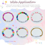 Looconi 1600pcs 31 Styles Acrylic Beads Letter Smiley Star Number and Heart Beads 7x4mm Black Alphabet on White for Jewelry Making - color: White