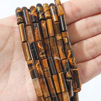 BEADIA Natural Yellow Tiger Eye Tube Beads 13x4mm 30pcs Cylinder Loose Semi Gemstone Beads for Jewelry Making Design - color: Yellow Tiger Eye Cylinder