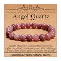 Natural Healing Gemstone Bracelet Handmade Yoga Stretch Elastic Bracelet Stress Relief Crystal Jewelry for Men and Women - color: Angel Quartz(Soothe the mood), size: 8mm