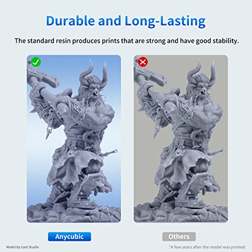 ANYCUBIC 3D Printer Resin Bundle, 405nm SLA UV-Curing Resin with High Precision and Quick Curing & Excellent Fluidity for LCD 3D Printing (4Packs*1kg Grey, 4kg in Total) - color: Grey, size: 4kg