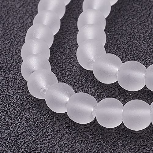 FASHEWELRY 200Pcs Transparent Frosted Glass Bead 4mm Matte Crystal Glass Loose Beads for DIY Jewelry Making (White) - color: White