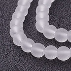 FASHEWELRY 200Pcs Transparent Frosted Glass Bead 4mm Matte Crystal Glass Loose Beads for DIY Jewelry Making (White) - color: White