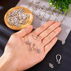 Craftdady 20 Sets Antique Silver S Hook Eye Clasps Tibetan Metal Toggle Clasps Closure End Clasps for Bracelet Necklace Jewelry Making - color: Antique Silver, 24x11mm