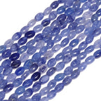 70pcs Natural Blue Aventurine Stone Beads，4x6mm Egg Shape Loose Gemstone Beads for Jewelry Making Design Earring Necklace - color: blue aventurine