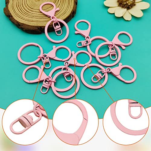 30Pcs Lobster Claw Clasps Keychain for Jewelry Making,Metal Lobster Clasp Swivel Trigger Clips with Swivel Clasps Hook Clips Flat Split Keychain Ring for DIY Craft Jewelry Making(Light Pink) - color: Light Pink