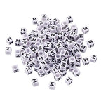 FASHEWELRY 300Pcs Cube White Acrylic Letter Beads 6x6mm Letter M Alphabet Beads for DIY Bracelet Necklace Jewelry Making - color: Letter M, size: 6x6x6mm