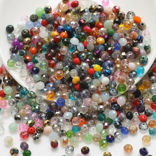 415pcs Rondelle Crystal Glass Beads 2mm 4mm 6mm 8mm Mixed Sizes, Faceted Briolette Spacer Czech Seed Loose Beads for DIY Jewelry Making (Mix 2) - color: Mix 2