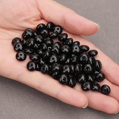 BONNY BOXX 1 Strand Natural 5 * 8mm Black Obsidian Rondelle Beads, Natural Abacus Disk Stone Beads Loose Spacer Gemstone for DIY Bracelet Necklace Jewelry Making - color: Black Obsidian, size: 5*8mm