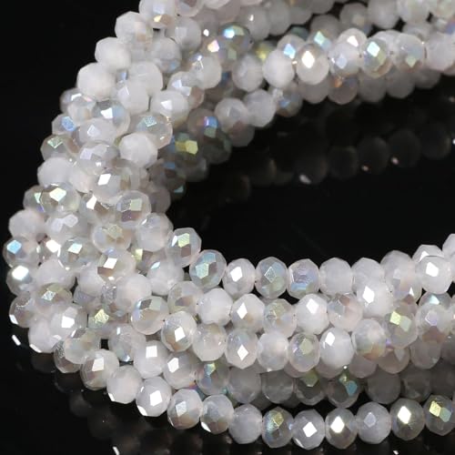 5 Strands 6mm Gray Green Color Half Plated Faceted Rondelle Beads, Songxi Glass Beads for Keychain Making Necklace Earring Jewelry Making for Gemstone DIY Craft Supplies - color: Gray Green Color, size: 6mm(5 Strands)