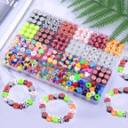 BBita 1000PCS Sports Polymer Clay Beads Bracelet Making kit, 24 Style Cute Fun Ball Beads Baseball Basketball Soccer Rugby Volleyball Football Charms, DIY Bracelet Making kit - color: A3#Style 1