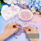 100pcs 14mm Large Hole Faceted Glass Crystal Pink European Crystal Spacer Beads for Valentine's Day Jewelry Making - color: Pink