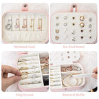 jiemei Jewelry Box, Travel Jewelry Organizer Cases with Doubel Layer for Women’s Necklace Earrings Rings and Travel Accessories(Pink) - color: Pink